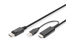 Kabel adapter HDMI 4K 30Hz zasilanie USB A na DisplayPort 2m