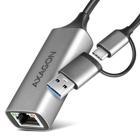 Karta sieciowa AXAGON ADE-TXCA Gigabit Ethernet, USB-C + USB-A - Titanium Grey