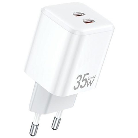 AWEI Ładowarka sieciowa GaN 35W 2xUSB-C PD65-EU Biała