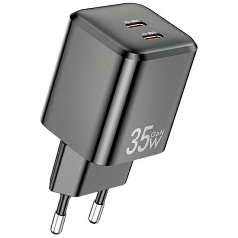 AWEI Ładowarka sieciowa GaN 35W 2xUSB-C PD65-EU Czarna