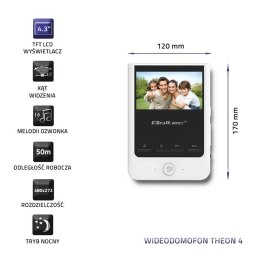 QOLTEC WIDEODOMOFON THEON 4 | TFT LCD 4.3