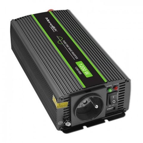 QOLTEC PRZETWORNICA NAPIĘCIA MONOLITH | 600W | 1200W | 12V NA 230V | CZYSTY SINUS