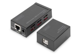 Przedłużacz/Extender HUB 4 port USB 2.0 po skrętce kat. 5e/7, do 50m