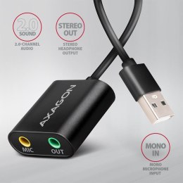 Axagon ADA-12 USB 2.0 Stereo Audio Mini-Adapter 15 cm Kabellänge - Kabel - Audio/Multimedia 2.0 kan.