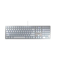 CHERRY KC 6000 Slim klawiatura USB US English Srebrny, Biały