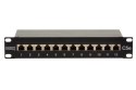 Digitus Panel krosowy (patch panel) 10'' 12x RJ45, LSA poziom, kat.5e, ekranowany, 1U, czarny, prowadnica kabli