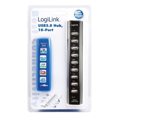 LogiLink UA0096 huby i koncentratory 480 Mbit/s Czarny