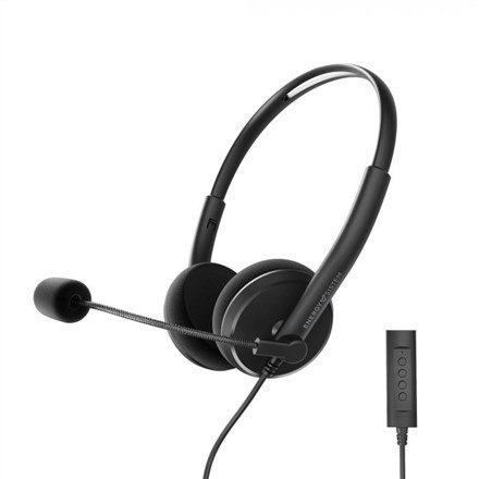 Energy Sistem Headset Office 2+ Czarny, wtyczka USB i 3,5 mm, regulacja głośności, wysuwany mikrofon na wysięgniku. Sistem Energ