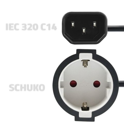 Qoltec Adapter IEC 320 C14 / SCHUKO | 0.15m