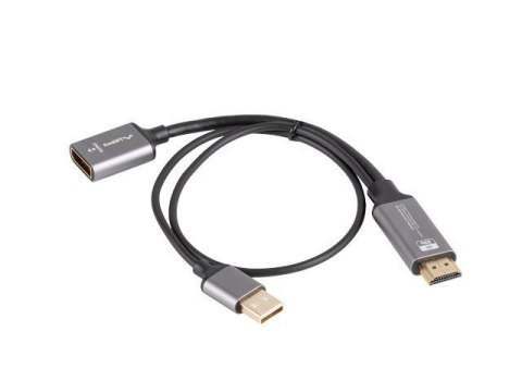 Kabel adapter Lanberg HDMI (M) -> Displayport (F) 4K na kablu 20cm srebrny