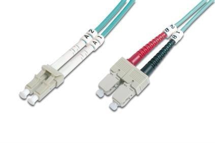 Kabel krosowy (patchcord) DIGITUS światłowodowy LC/SC, dplx, MM 50/125, OM3, LSOH, 1m, turkusowy