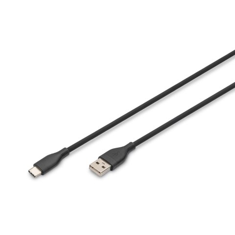 Kabel zasilający DIGITUS silikonowy USB-A - USB-C, USB 2.0 60W, 0,5m czarny