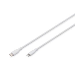 Kabel zasilający DIGITUS silikonowy USB-C - Lightning, USB 2.0 60W, certyfikat MFI, 0,5m biały