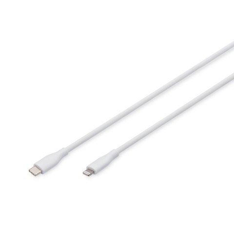 Kabel zasilający DIGITUS silikonowy USB-C - Lightning, USB 2.0 60W, certyfikat MFI, 2m biały