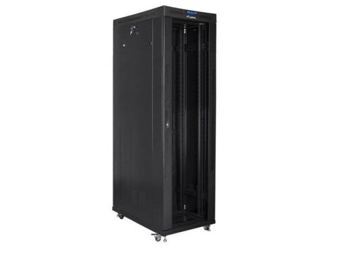 Szafa instalacyjna Rack stojąca 19" 42U 600x1200 czarna drzwi szklane LCD Lanbeg (flat pack)