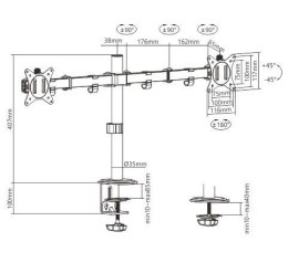 Gembird Ramię dla dwóch monitorów biurkowe (regulowane), 17 cale- 32 cale, do 9kg