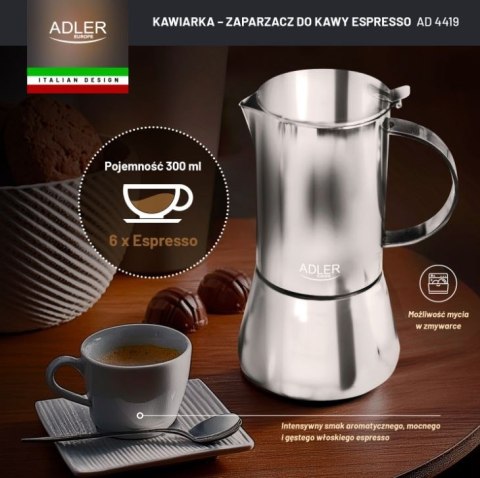 Adler Kawiarka-zaparzacz do espresso 350ml AD 4419