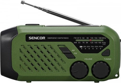 Sencor Radio przenośne alarmowe AM/FM, latarka, power bank, bateria słoneczna