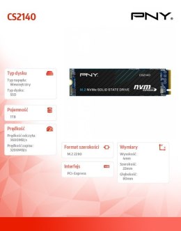 PNY Dysk SSD CS2140 1TB M.2 2280