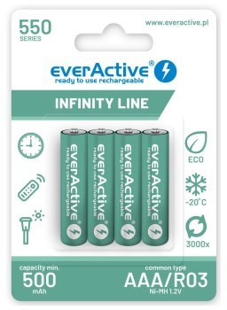 EVERACTIVE AKUMULATORKI R03/AAA NI-MH 550 MAH INFINITY LINE - BLISTER 4 SZTUKI EVHRL03-550