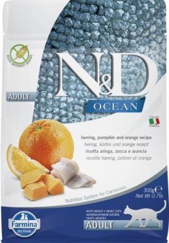 FARMINA N&D CAT OCEAN HERRING PUMPKIN&ORANGE ADULT 300G