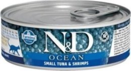 FARMINA N&D CAT OCEAN SEA SMALL TUNA & SHRIMPS - mokra karma dla kota - puszka 70g