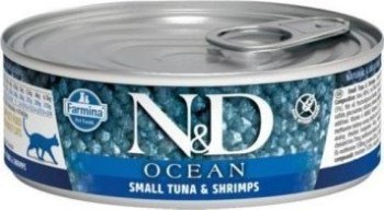 FARMINA N&D CAT OCEAN SEA SMALL TUNA & SHRIMPS - mokra karma dla kota - puszka 70g