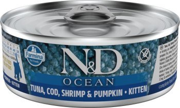 FARMINA N&D CAT OCEAN TUNA COD SHRIMP&PUMPKIN KITTEN 70g