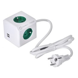 Przedłużacz allocacoc PowerCube Extended USB 2402GN/FREUPC (1 5m; kolor zielony)