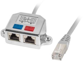 Adapter Lanberg AD-0026-S (RJ45 M - 2 x RJ45 F; kolor szary)