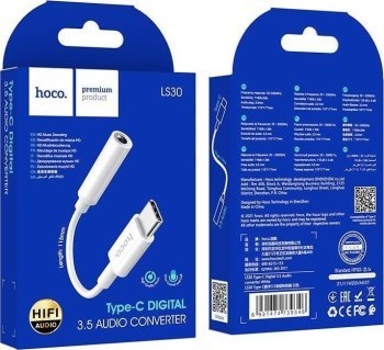 HOCO ADAPTER HF / AUDIO TYP C DO JACK 3,5MM LS30 BIAŁY