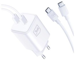 3mk Hyper Charger PD 45W Biały + 2 Kable USB-C/C