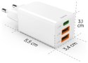 Hama mini GaN 45W PD/QC 2x USB-C, 1x USB-A biała