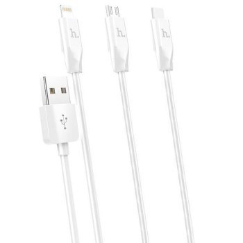 KABEL HOCO 3W1 LIGHTNING / USB TYP-C / MICRO USB BIAŁY