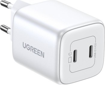 Ugreen CD294 GaN 2 x USB-C 45W QC PD - biała