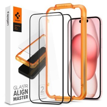 Spigen ALM Glass FC do iPhone 15 Plus - czarne 2 szt.