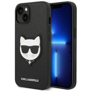 KARL LAGERFELD KLHCP14MSAPCHK IPHONE 14 PLUS / 15 PLUS 6,7" HARDCASE CZARNY/BLACK SAFFIANO CHOUPETTE HEAD PATCH