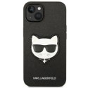 KARL LAGERFELD KLHCP14MSAPCHK IPHONE 14 PLUS / 15 PLUS 6,7" HARDCASE CZARNY/BLACK SAFFIANO CHOUPETTE HEAD PATCH