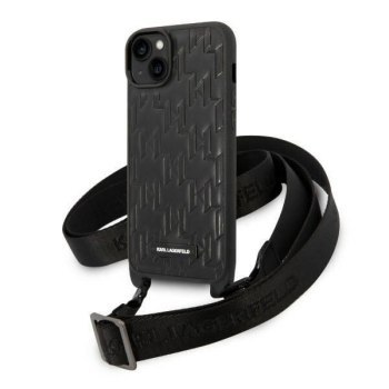 KARL LAGERFELD KLHCP14MSTMMK IPHONE 14 PLUS / 15 PLUS 6,7" HARDCASE CZARNY/BLACK MONOGRAM PLAQUE LOGO STRAP