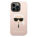 KARL LAGERFELD KLHMP14XSLKHLP IPHONE 14 PRO MAX 6,7" HARDCASE JASNORÓŻOWY/LIGHT PINK SILICONE KARL`S HEAD MAGSAFE