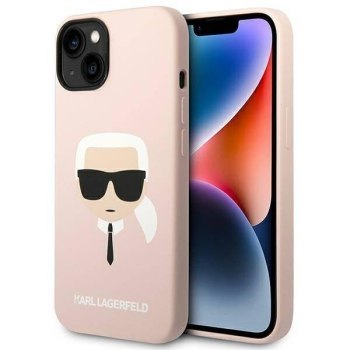 KARL LAGERFELD KLHMP14MSLKHLP IPHONE 14 PLUS / 15 PLUS 6,7" HARDCASE JASNORÓŻOWY/LIGHT PINK SILICONE KARL`S HEAD MAGSAFE