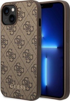 Guess 4G Metal Gold Logo iPhone 14 Plus brązowy