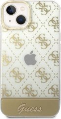 Guess 4G Stripe Script Logo Electroplated Pattern do iPhone 14 Plus (złoty)