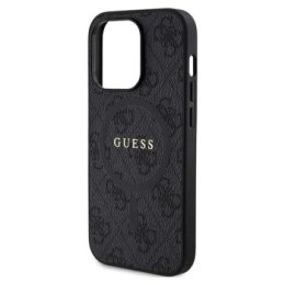 Guess 4G Collection Leather Metal Logo MagSafe - Etui iPhone 15 Pro (czarny)