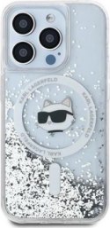 Karl Lagerfeld Liquid Glitter Choupette Head MagSafe - Etui iPhone 15 Pro (przezroczysty)