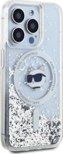 Karl Lagerfeld Liquid Glitter Choupette Head MagSafe - Etui iPhone 15 Pro (przezroczysty)