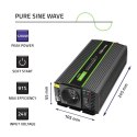 Qoltec Przetwornica napięcia Monolith | 600W | 1200W | 24V na 230V | Czysty Sinus