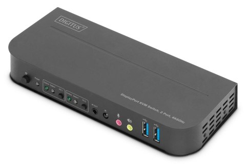 Przełącznik KVM DIGITUS 2 portowy DisplayPort do 1 port DP/HDMI 4K 60Hz 2xUSB audio