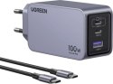 Ugreen Nexode Pro 100W, GaN, USB + 2x USB-C szara