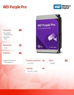 Western Digital Dysk twardy Purple Pro 12TB 3,5 256MB SATAIII